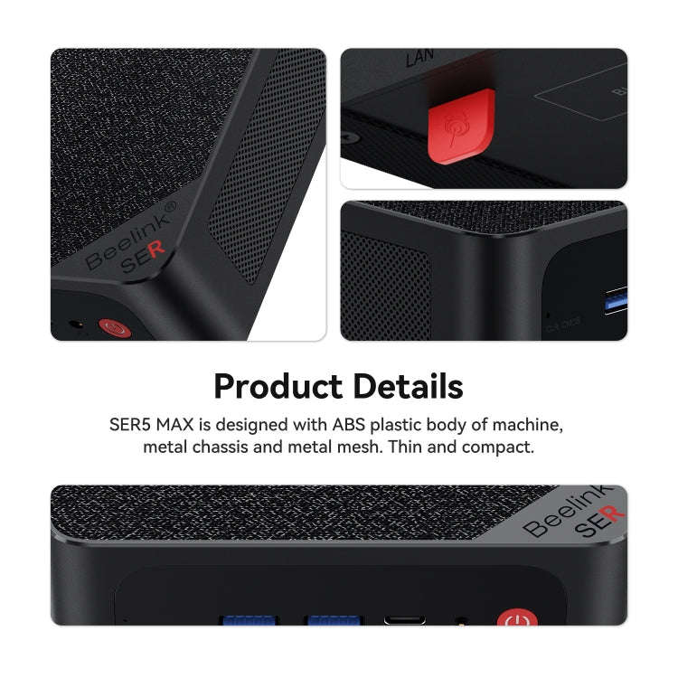 Beelink  SER5 MAX Mini Computer AMD Ryzen 7 5800H Processor 16GB DDR4 500GB SSD US Plug