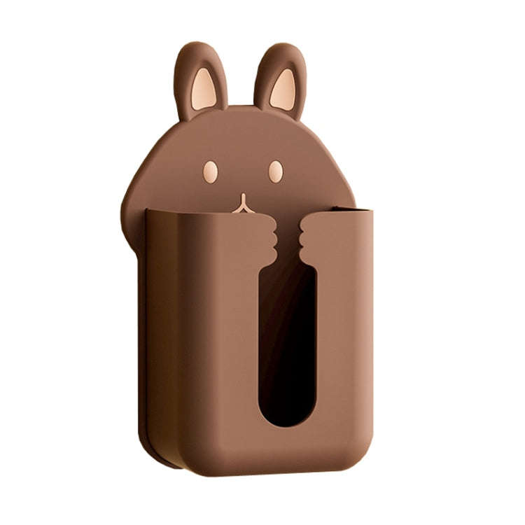 Bathroom Wall Mounted Tissue Box Kitchen Cartoon Rabbit Washcloth Organizer(Brown)