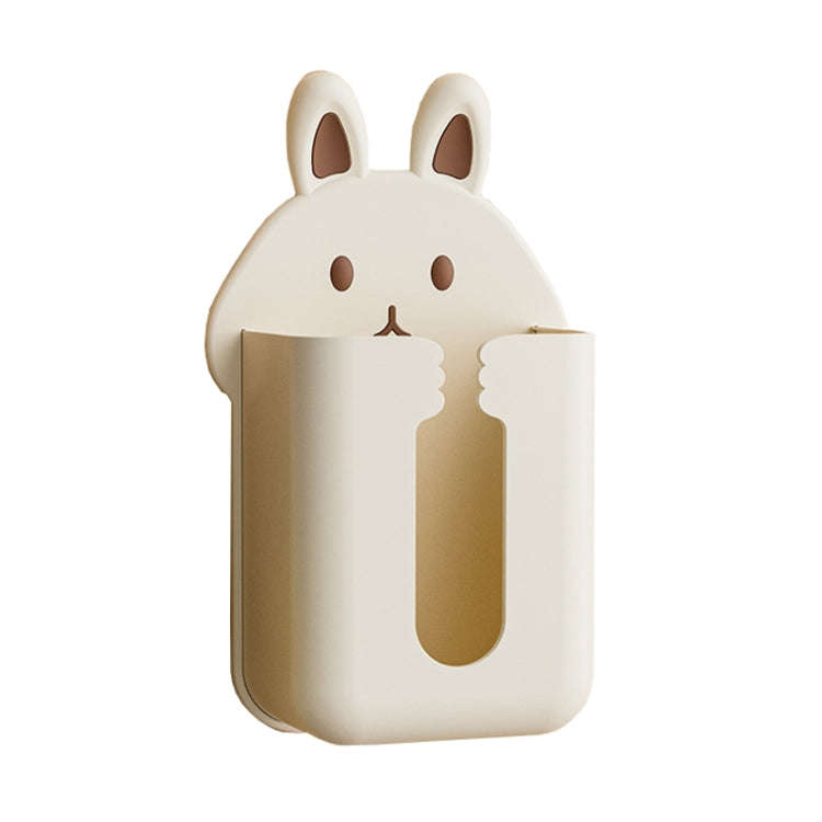 Bathroom Wall Mounted Tissue Box Kitchen Cartoon Rabbit Washcloth Organizer(Beige)