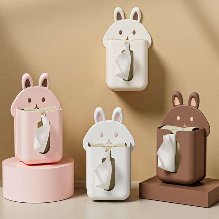 Bathroom Wall Mounted Tissue Box Kitchen Cartoon Rabbit Washcloth Organizer(Beige)