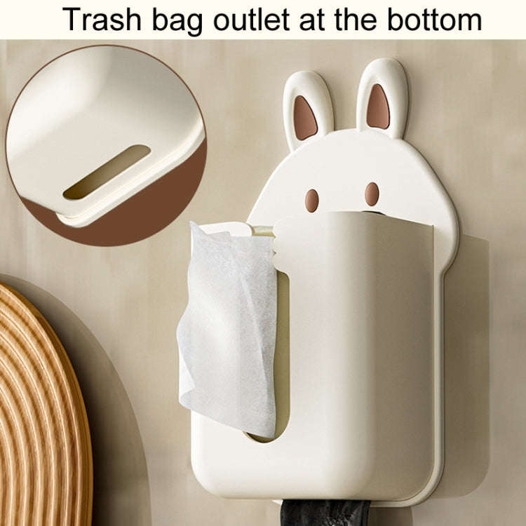 Bathroom Wall Mounted Tissue Box Kitchen Cartoon Rabbit Washcloth Organizer(Beige)