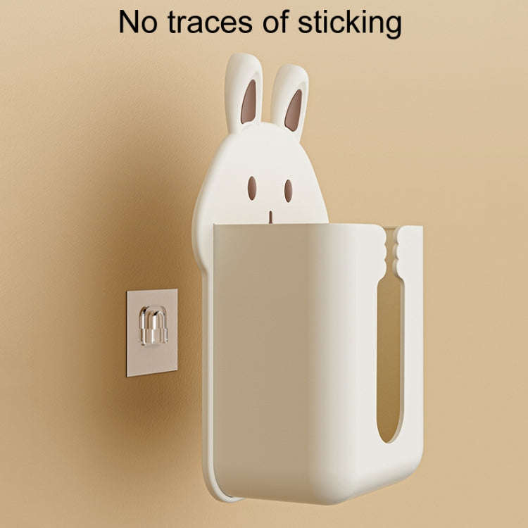 Bathroom Wall Mounted Tissue Box Kitchen Cartoon Rabbit Washcloth Organizer(Beige)