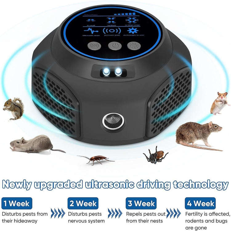 219 Intelligent Ultrasonic Multi-dimensional Frequency Conversion Home Indoor Mouse Repeller(Black)