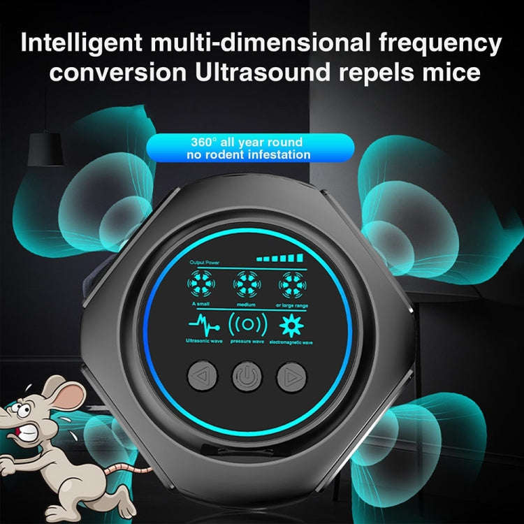 219 Intelligent Ultrasonic Multi-dimensional Frequency Conversion Home Indoor Mouse Repeller(Black)