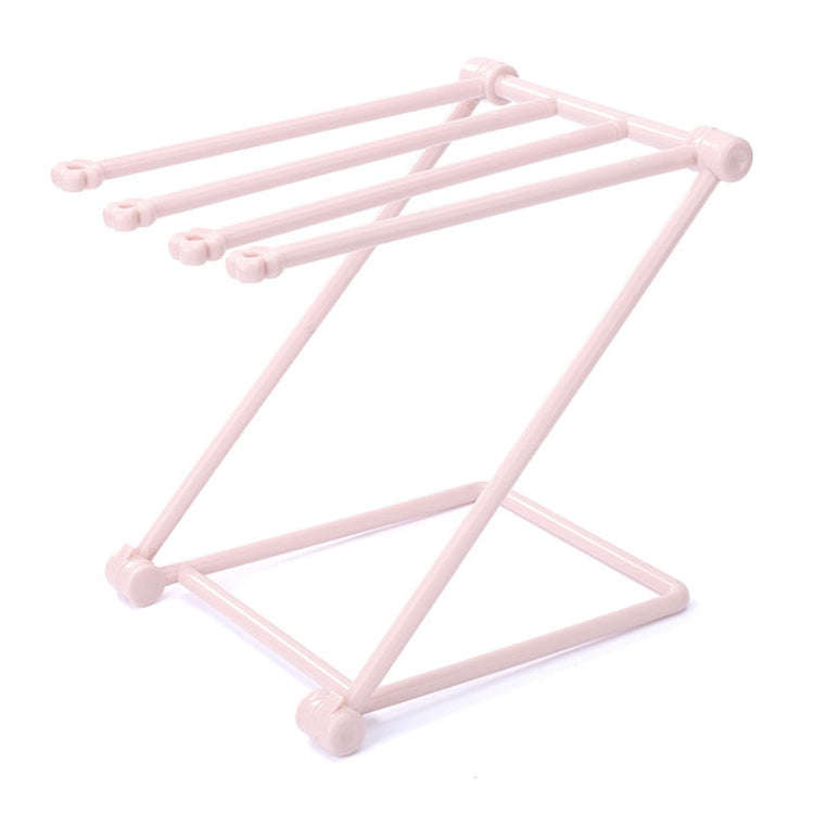 Foldable Rag Storage Rack Kitchen Countertop Dishcloth Hanging Rack Cup Drainer Holder(Pink)