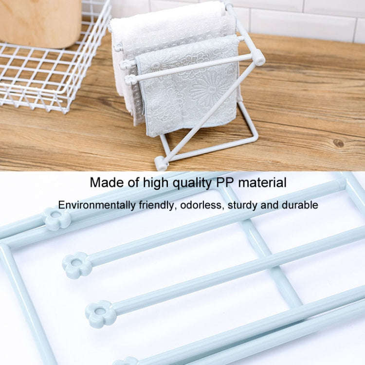 Foldable Rag Storage Rack Kitchen Countertop Dishcloth Hanging Rack Cup Drainer Holder(Blue)