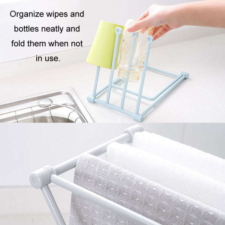 Foldable Rag Storage Rack Kitchen Countertop Dishcloth Hanging Rack Cup Drainer Holder(Pink)