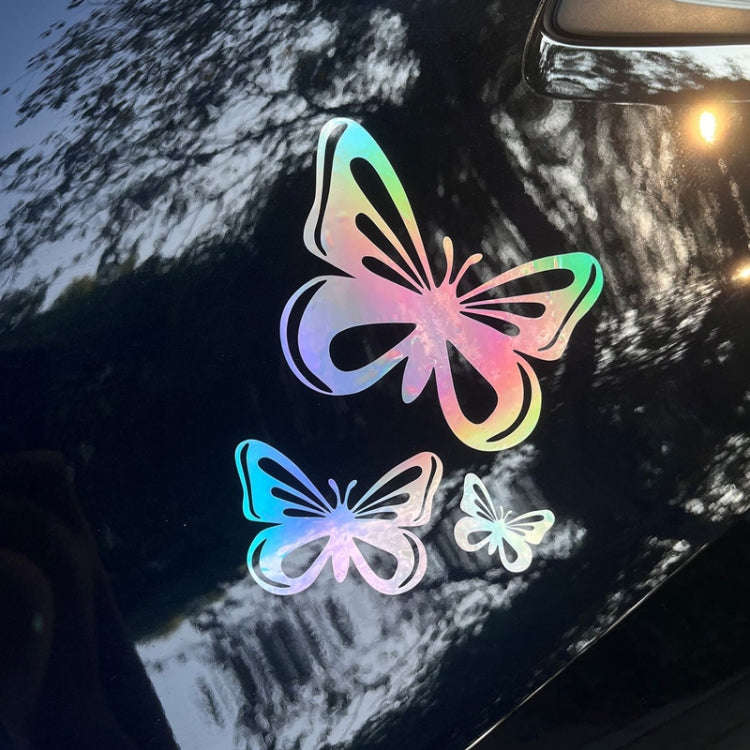 3pcs /Set Butterfly Hollow Car Scratch Decorative Fuel Tank Cap Sticker(Colorful)