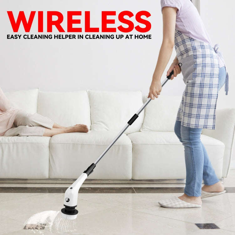 Cordless Electric Spin Scrubber Extension Handle with 7 Replacement Heads(Rose Gold)