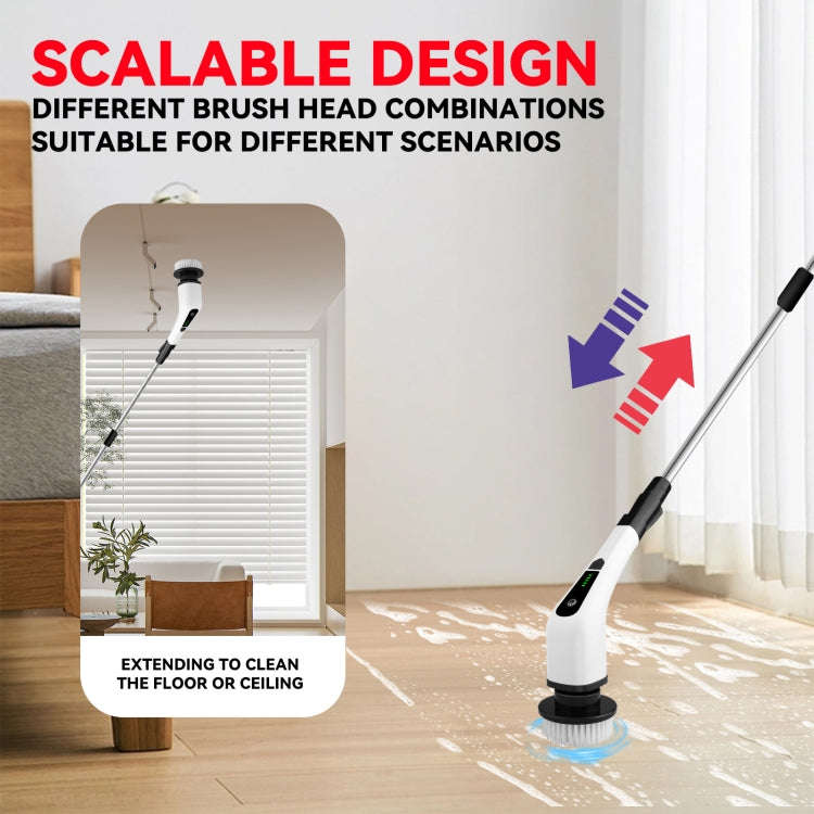 Cordless Electric Spin Scrubber Extension Handle with 7 Replacement Heads(Rose Gold)