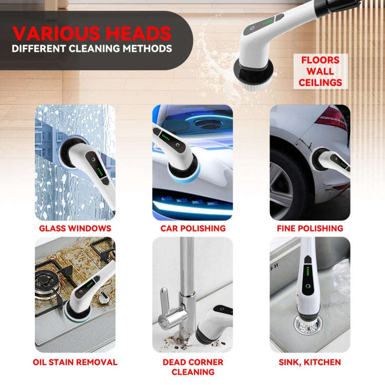 Cordless Electric Spin Scrubber Extension Handle with 7 Replacement Heads(Rose Gold)
