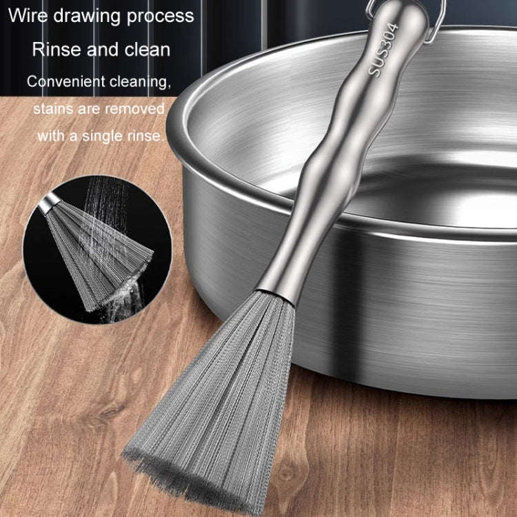 304 Thickened Lengthened Steel Wire Pot Brush Stainless Steel Cleaning Brush For Kitchen(With Hook)