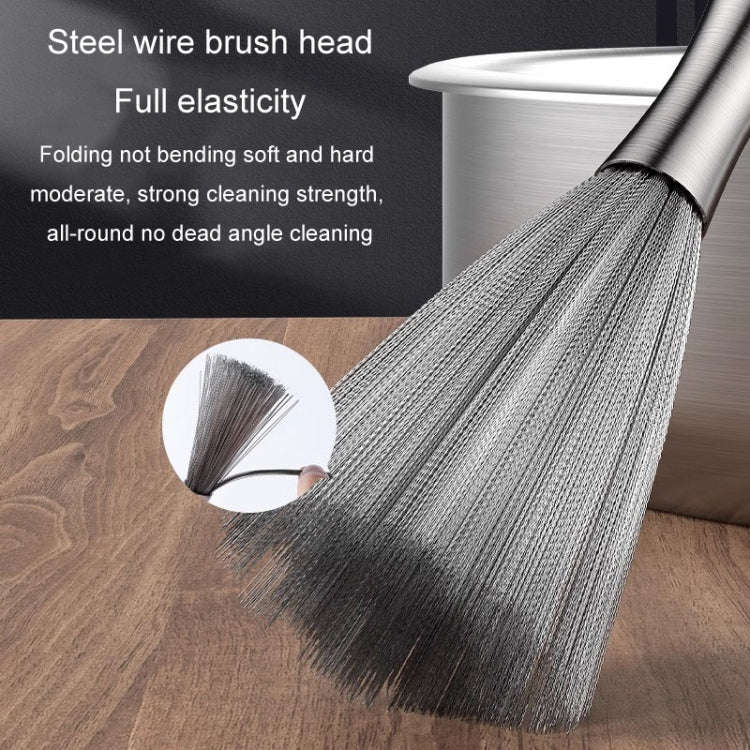 304 Thickened Lengthened Steel Wire Pot Brush Stainless Steel Cleaning Brush For Kitchen(With Hook)