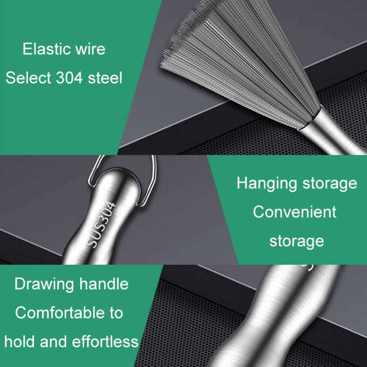 304 Thickened Lengthened Steel Wire Pot Brush Stainless Steel Cleaning Brush For Kitchen(With Hook)