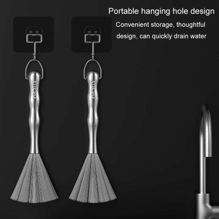 304 Thickened Lengthened Steel Wire Pot Brush Stainless Steel Cleaning Brush For Kitchen(With Hook)