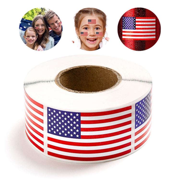 250pcs /Roll  1.22 x 2 Inch American Flag Sticker Self-adhesive Decorative Sticker(Colorful)