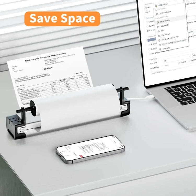 Phomemo 1 Roll A4 Thermal Paper  Use With M08F Printer Holder For M832/M833/M834/M835/P831/Q302 P...