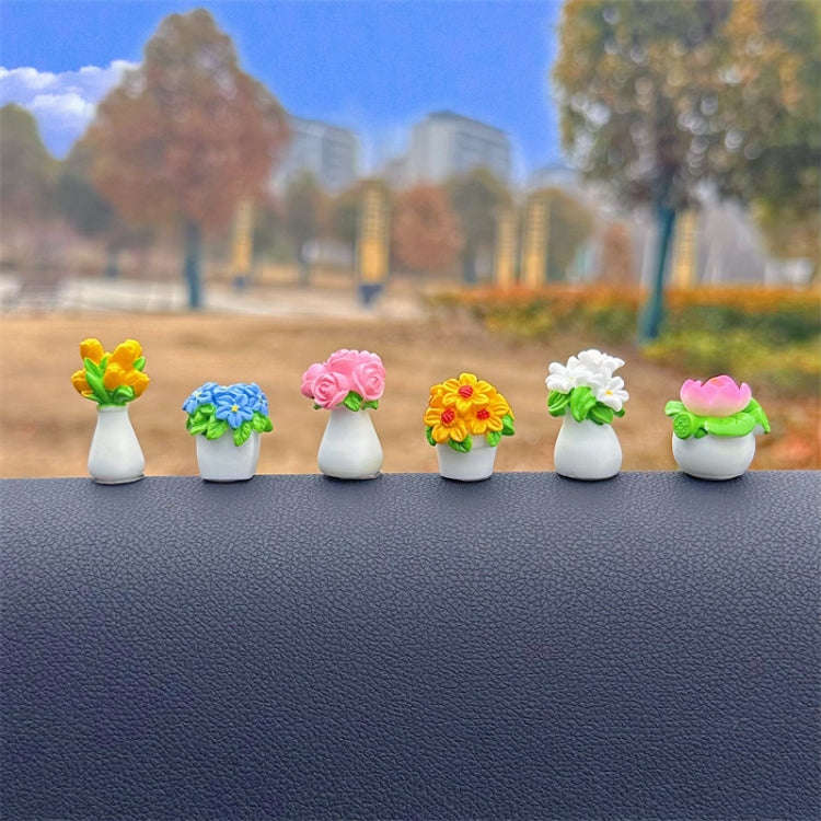 Simulated Potted Car Rearview Mirror Center Console Decorative Ornaments(6pcs /Set)