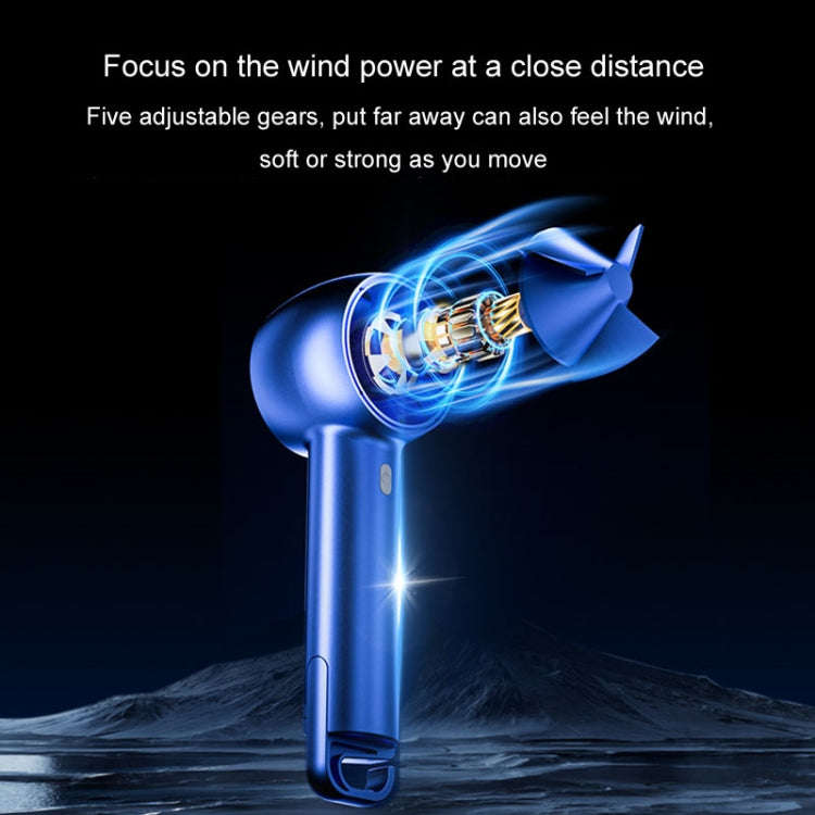 USB Charging Digital Display Handheld Turbo Fan Portable Foldable Buckle Small Fan(White)