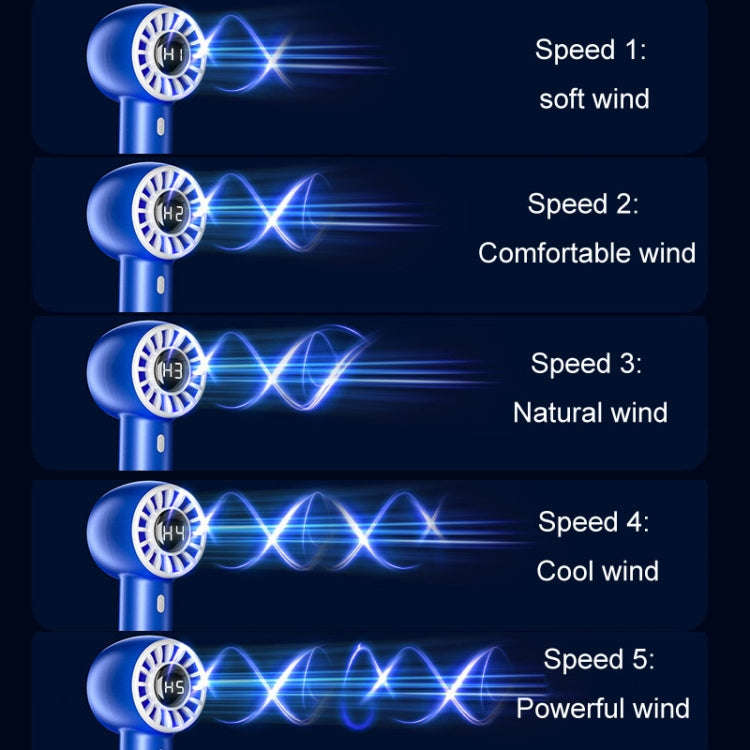 USB Charging Digital Display Handheld Turbo Fan Portable Foldable Buckle Small Fan(White)