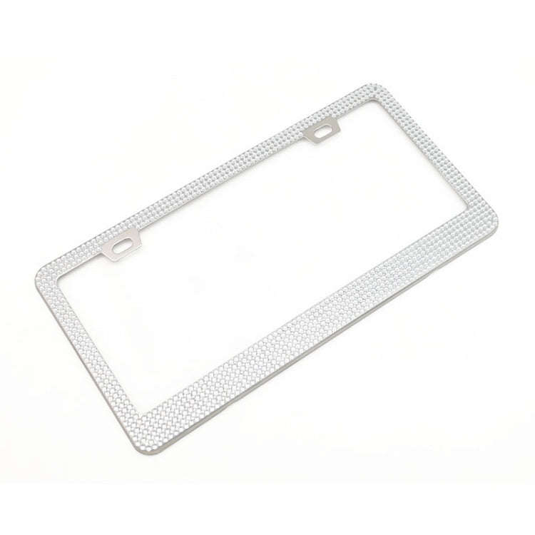 US Standard Stainless Steel License Plate Modified Frame With Diamonds, Color: Square Hole White ...