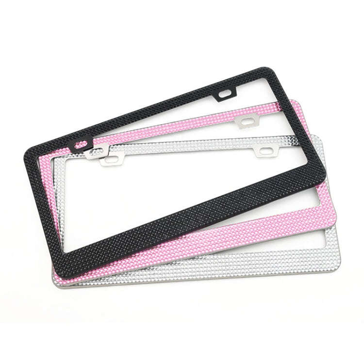 US Standard Stainless Steel License Plate Modified Frame With Diamonds, Color: Round Hole Black D...