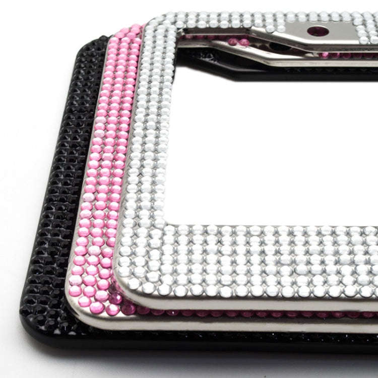 US Standard Stainless Steel License Plate Modified Frame With Diamonds, Color: Round Hole Black D...