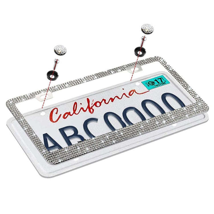 US Standard Stainless Steel License Plate Modified Frame With Diamonds, Color: Round Hole Black D...