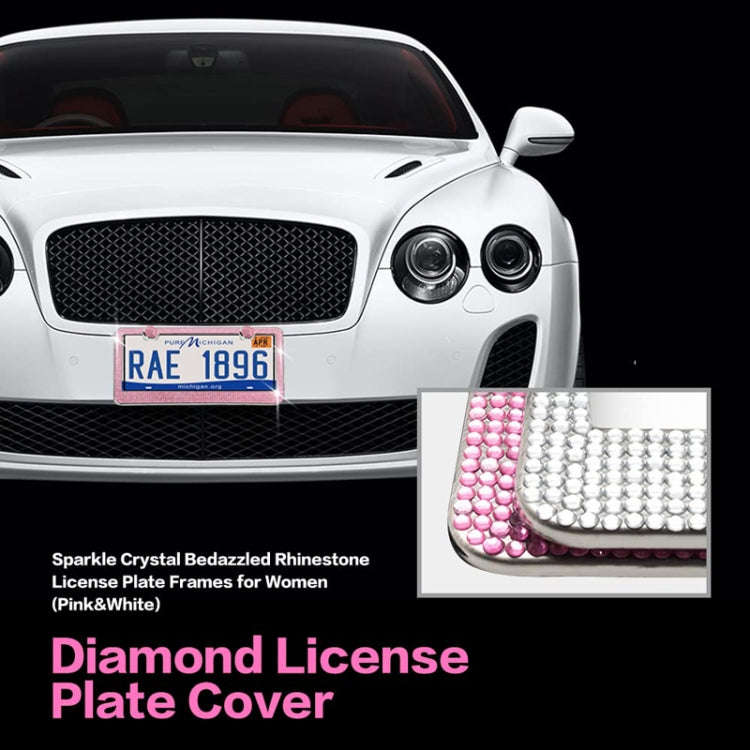 US Standard Stainless Steel License Plate Modified Frame With Diamonds, Color: Round Hole Black D...