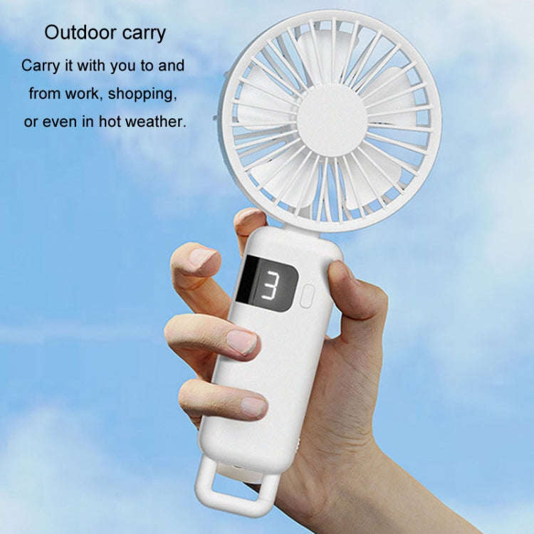 Portable Digital Display Hanging Neck Mute Small Fan USB Charging Handheld Foldable Fan(Blue)