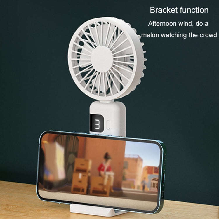 Portable Digital Display Hanging Neck Mute Small Fan USB Charging Handheld Foldable Fan(Blue)