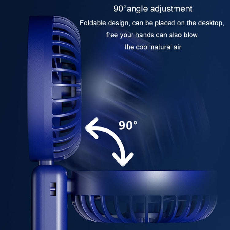 Portable Digital Display Hanging Neck Mute Small Fan USB Charging Handheld Foldable Fan(Blue)