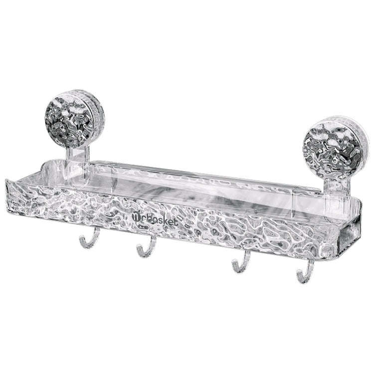 Bathroom No-Punch Suction Cup Shelf Household Restroom Wall Mounted Organizing Rack(Transparent S...