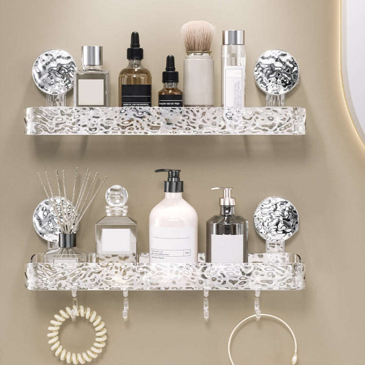 Bathroom No-Punch Suction Cup Shelf Household Restroom Wall Mounted Organizing Rack(Transparent S...