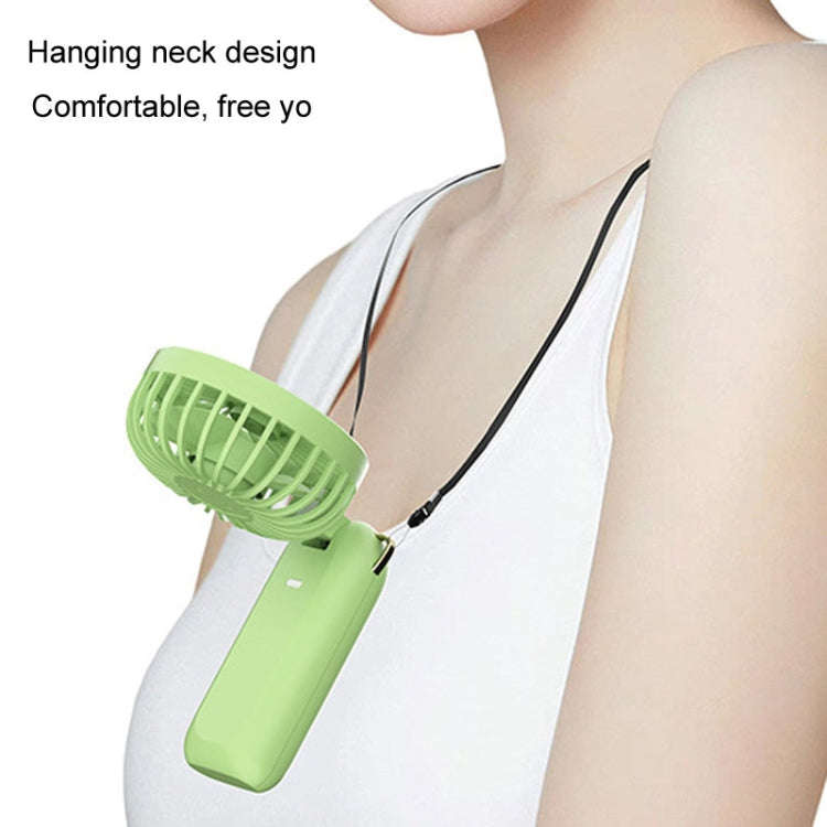 Foldable Digital Display USB Charging Fan Handheld Mute Hanging Neck Outdoor Small Fan(Blue)