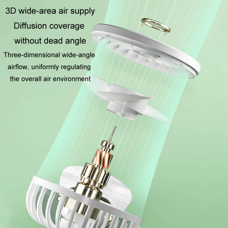 Foldable Digital Display USB Charging Fan Handheld Mute Hanging Neck Outdoor Small Fan(White)