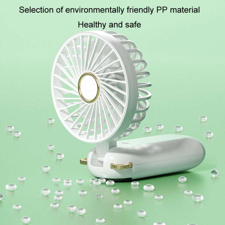 Foldable Digital Display USB Charging Fan Handheld Mute Hanging Neck Outdoor Small Fan(White)