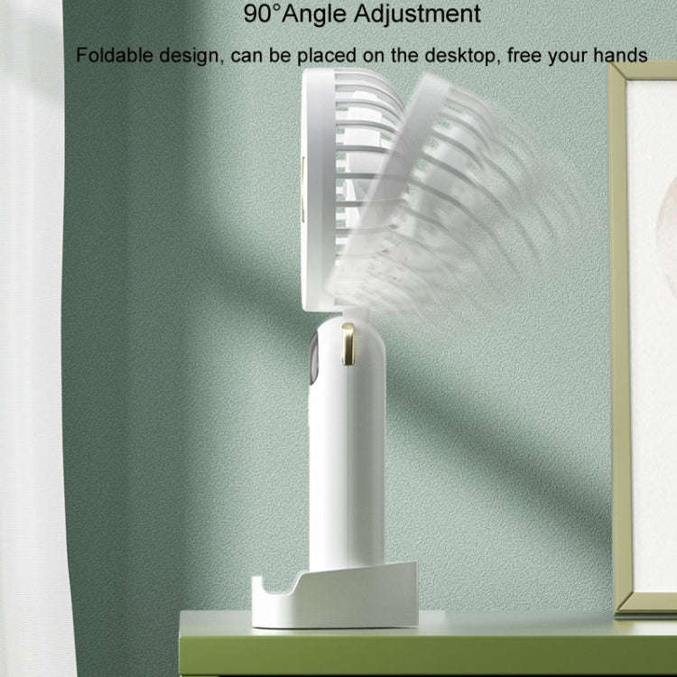 Foldable Digital Display USB Charging Fan Handheld Mute Hanging Neck Outdoor Small Fan(Blue)