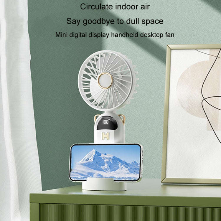 Foldable Digital Display USB Charging Fan Handheld Mute Hanging Neck Outdoor Small Fan(Blue)