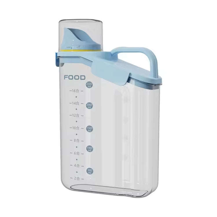 2800ml Plastic Sealed Grains Container Dry Food Storage Bin with Measuring Cup Pouring Spout(Blue)