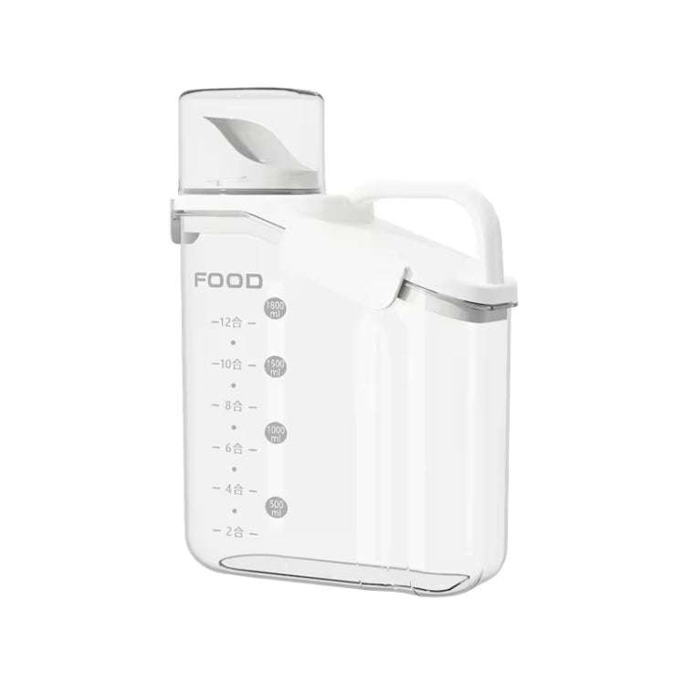2000ml  Plastic Sealed Grains Container Dry Food Storage Bin with Measuring Cup Pouring Spout(White)