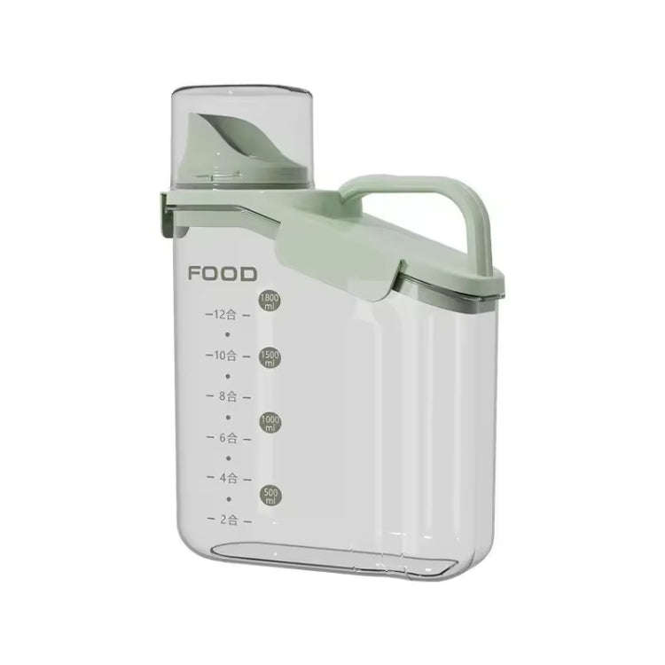 2000ml  Plastic Sealed Grains Container Dry Food Storage Bin with Measuring Cup Pouring Spout(Green)
