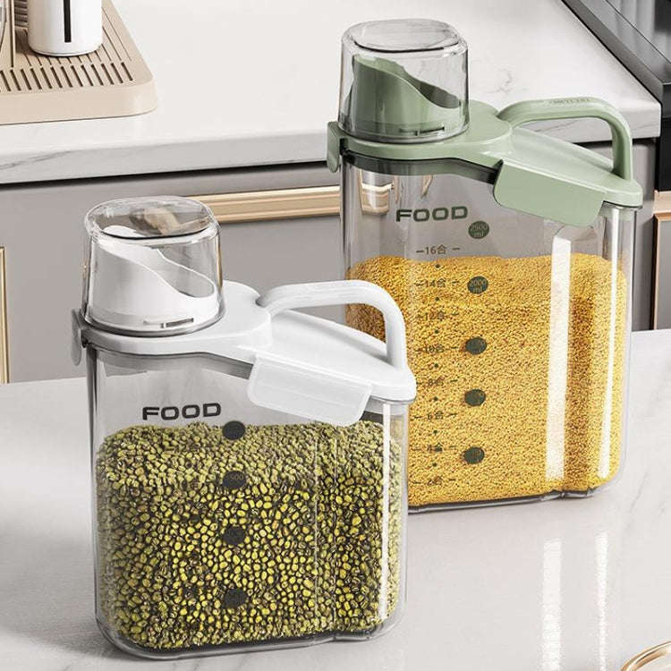 1600ml Plastic Sealed Grains Container Dry Food Storage Bin with Measuring Cup Pouring Spout(Blue)