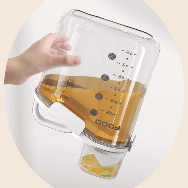 2800ml Plastic Sealed Grains Container Dry Food Storage Bin with Measuring Cup Pouring Spout(White)