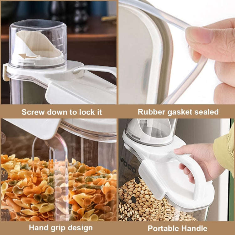 2800ml Plastic Sealed Grains Container Dry Food Storage Bin with Measuring Cup Pouring Spout(Blue)