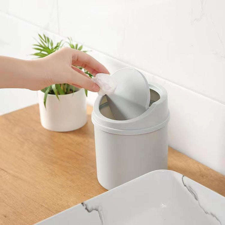 Mini Flip Lid Desktop Trash Can Student Dormitory Living Room Cute Storage Bucket(Grey)