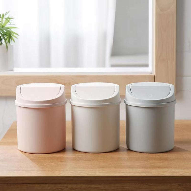 Mini Flip Lid Desktop Trash Can Student Dormitory Living Room Cute Storage Bucket(Pink)