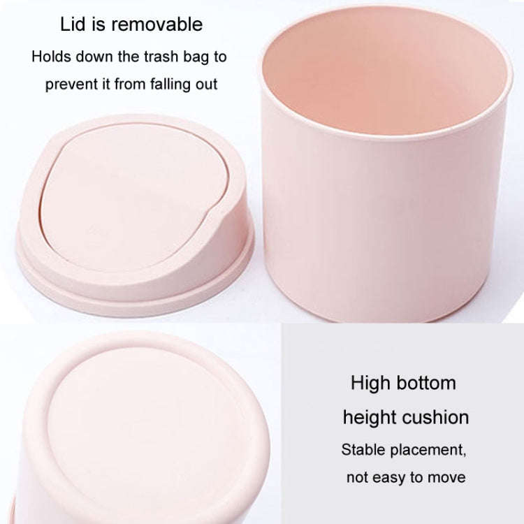 Mini Flip Lid Desktop Trash Can Student Dormitory Living Room Cute Storage Bucket(Pink)