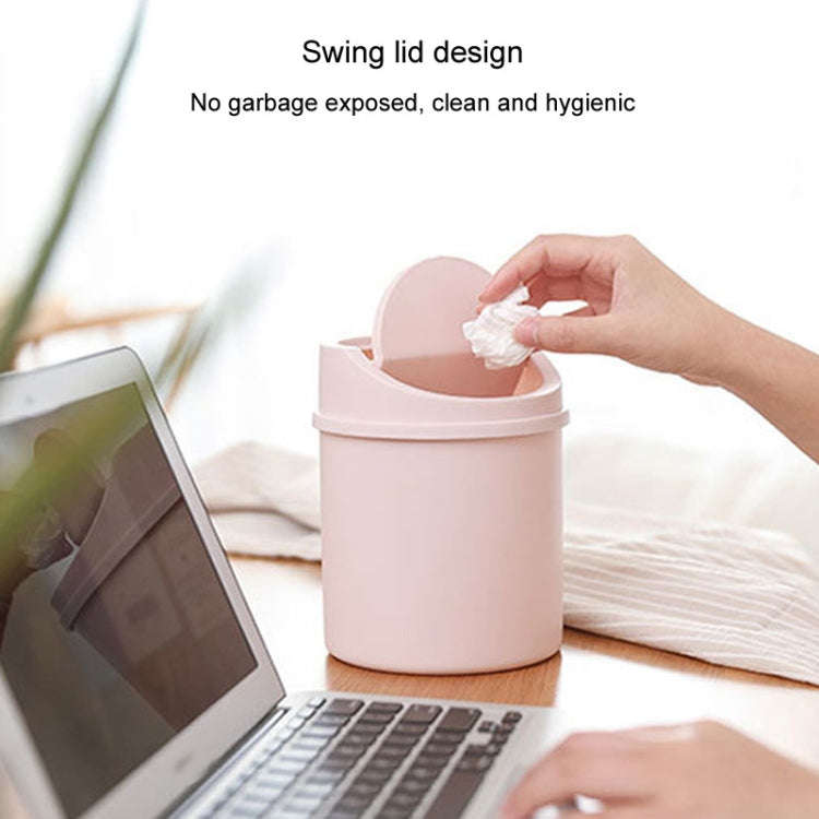Mini Flip Lid Desktop Trash Can Student Dormitory Living Room Cute Storage Bucket(Pink)