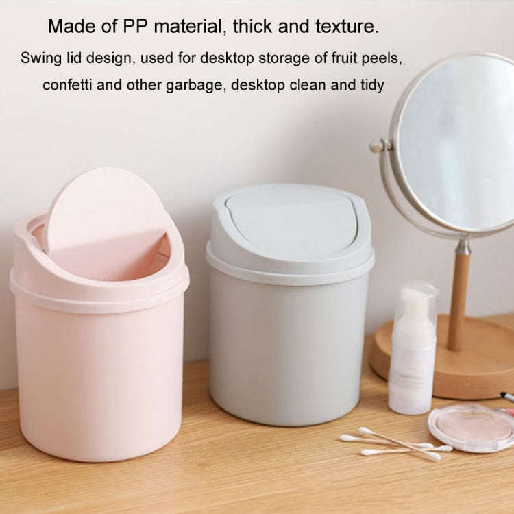 Mini Flip Lid Desktop Trash Can Student Dormitory Living Room Cute Storage Bucket(Pink)